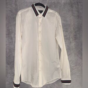 Zara White Dress Shirt with Black and Red Accents